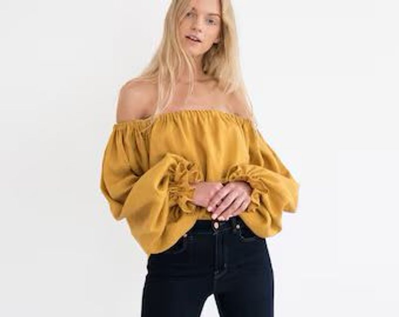 Chic Mustard Yellow Bardot Top