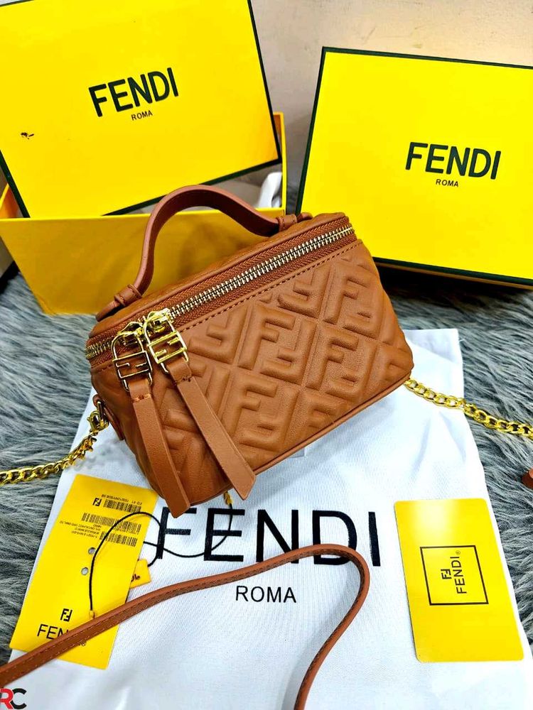 FENDI**FF MONOGRAM QUILTED VANITY NAPPA BAG*
