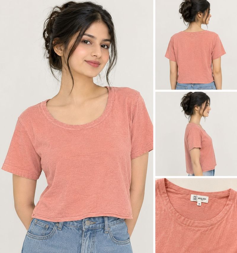 Cute Coral Cropped T-Shirt