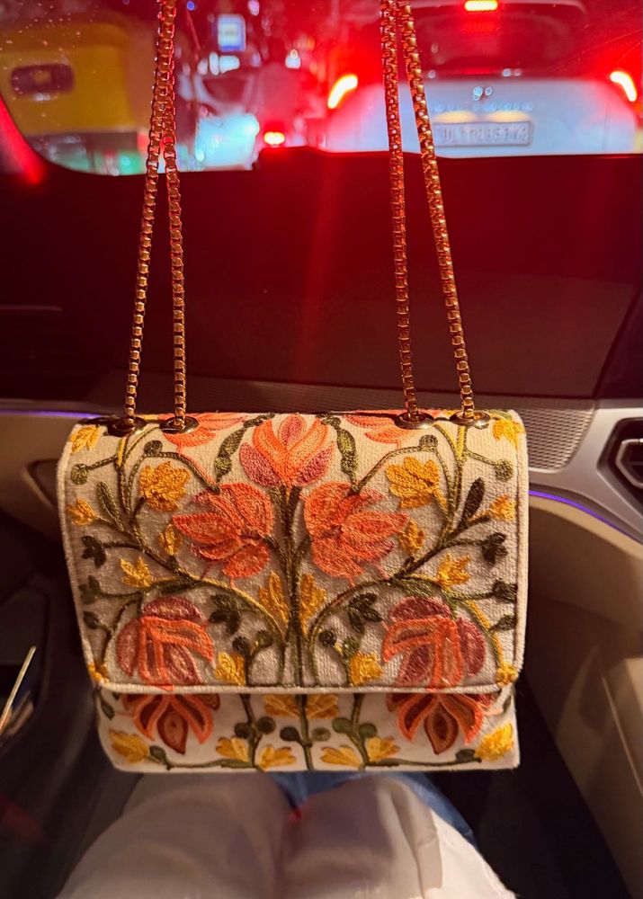 Embroidered Clutch with Chain Strap