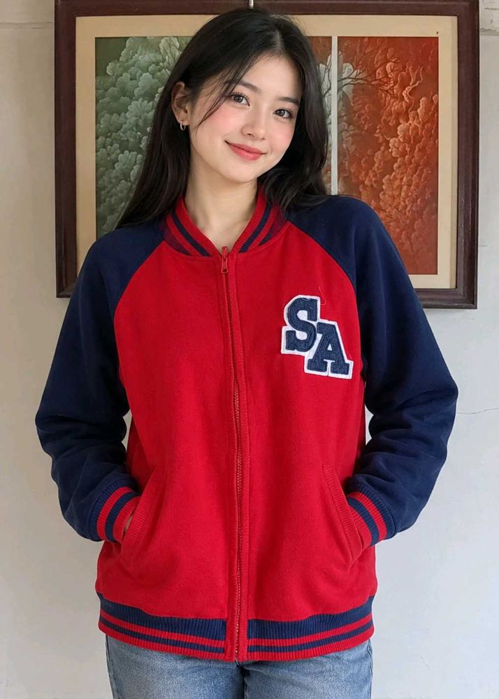 Varsity Style Zip-Up Jacket