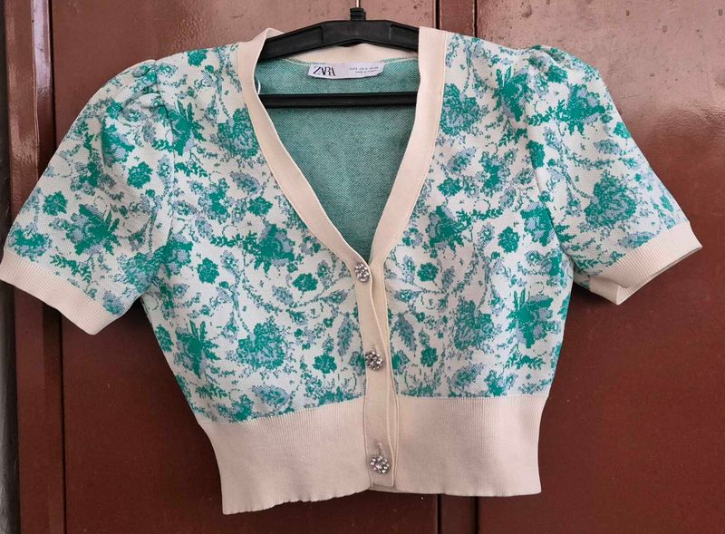 Floral Print Button-Up Cardigan