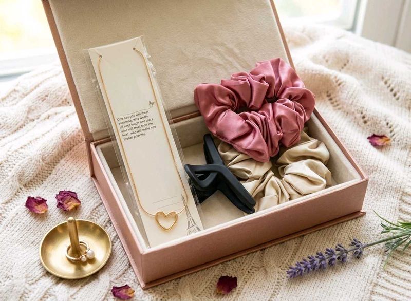 Chic Heart Necklace &amp; Scrunchie Set