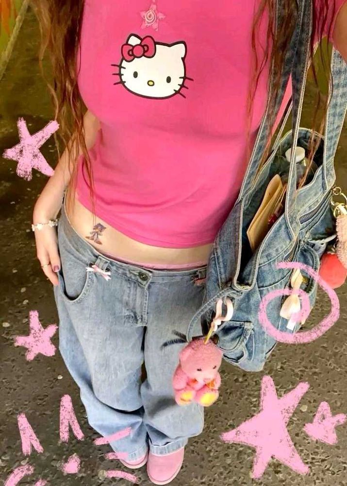 Y2k Hello Kitty Dodgers Crop Top