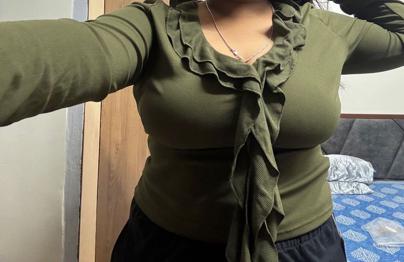 Green Ruffle Top