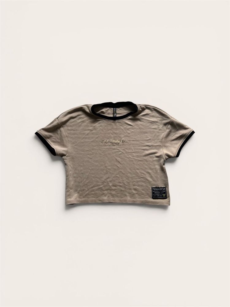 Cropped T-Shirt with Black Trim