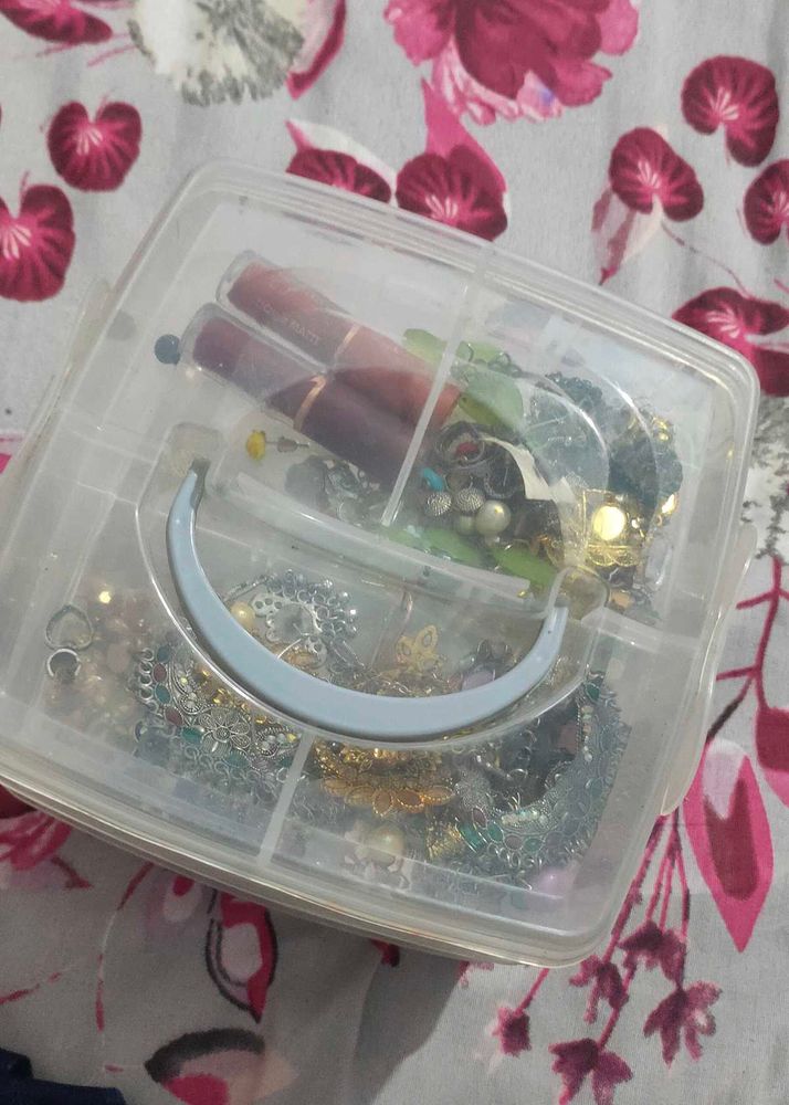 Assorted mystery box with jewellery, makeup etc