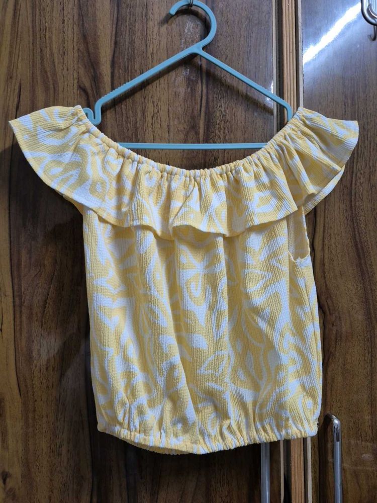 Yellow Off-Shoulder Ruffle Top