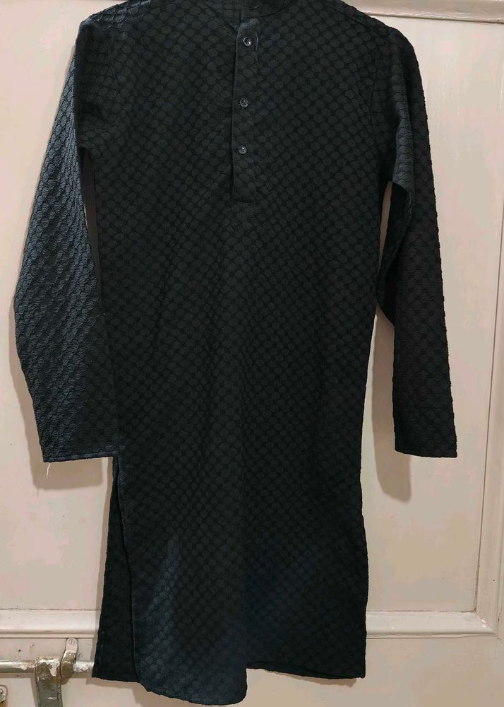 Black Patterned Kurta
