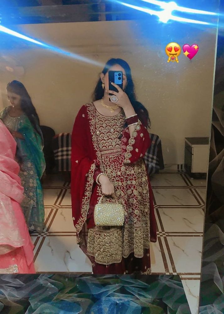 maroon folder Zari work