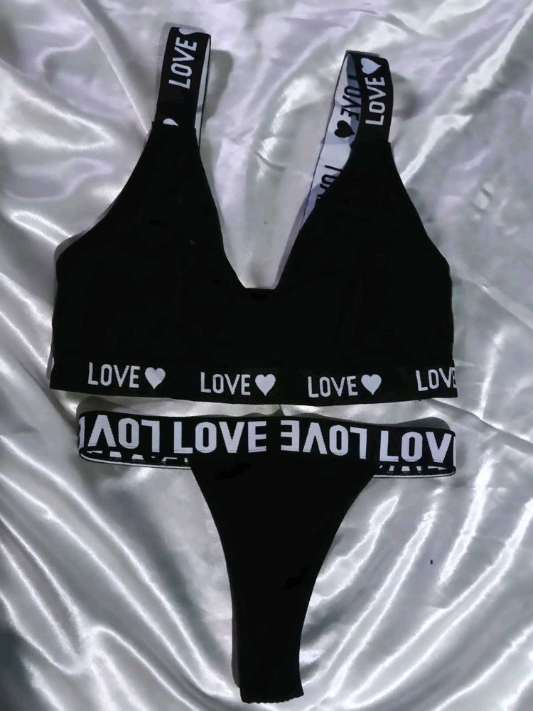 Black Thong with "LOVE panty