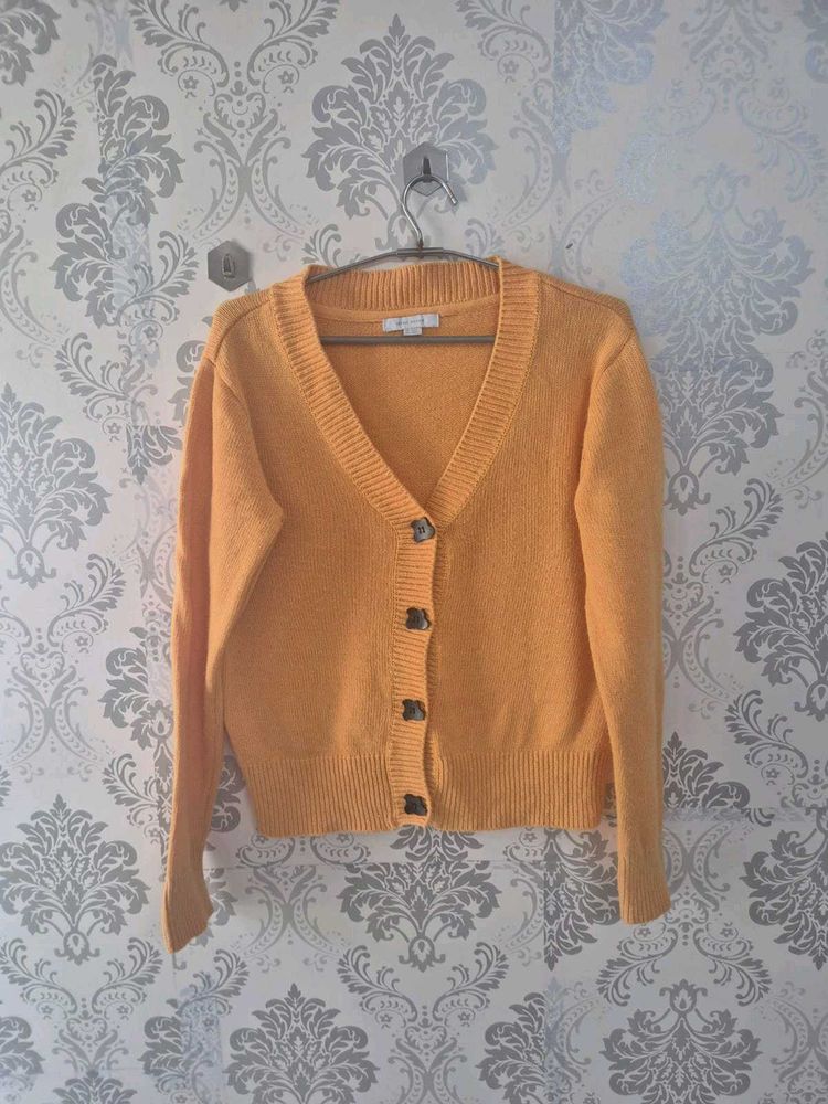 Mustard Yellow Button-Up Cardigan