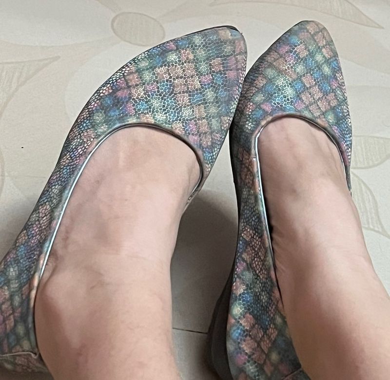 Shimmery Pointed Toe Flats
