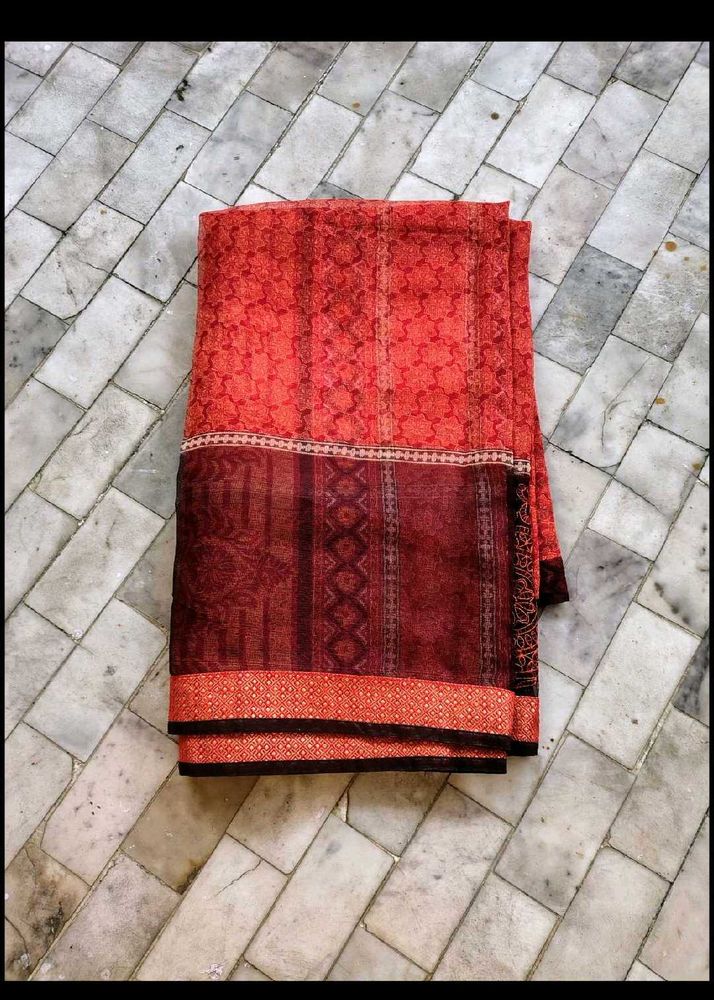new unused Beautiful Red  Saree with blouse pc