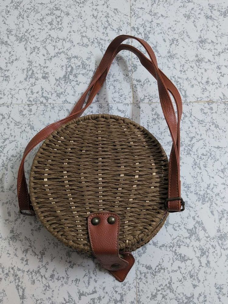 Round Woven Crossbody Bag
