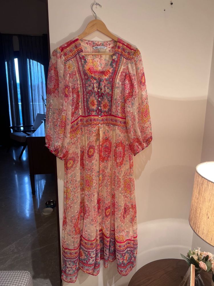 Bohemian Floral Print Midi Dress