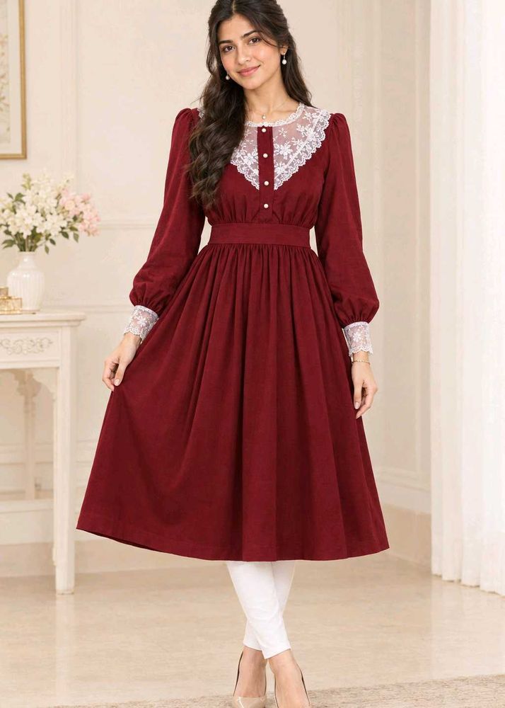 Elegant Lace Detail &amp; Pearl Buttons dress