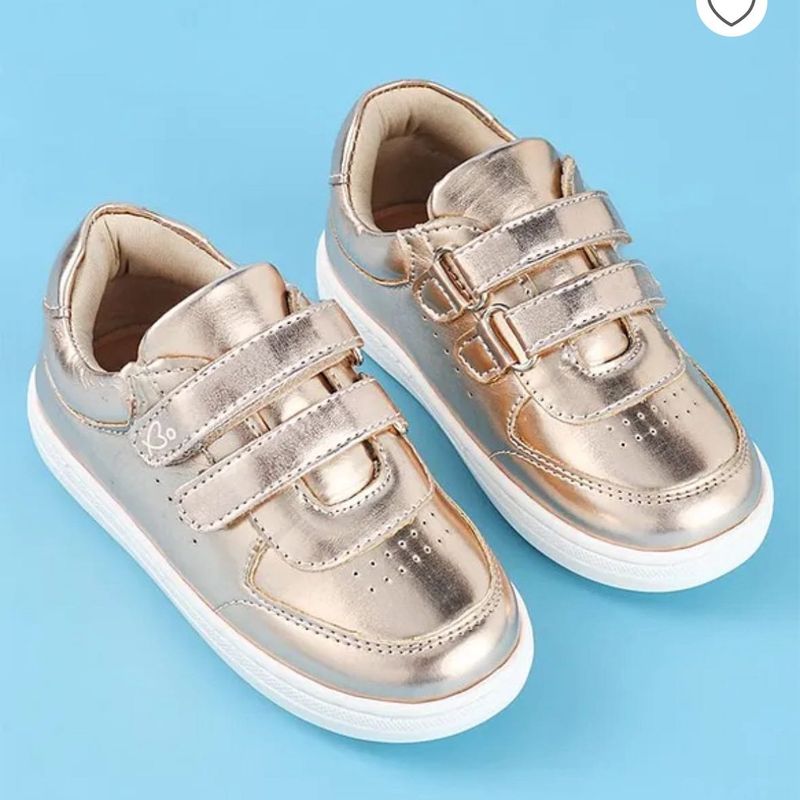Shiny Rose Gold Velcro Sneakers