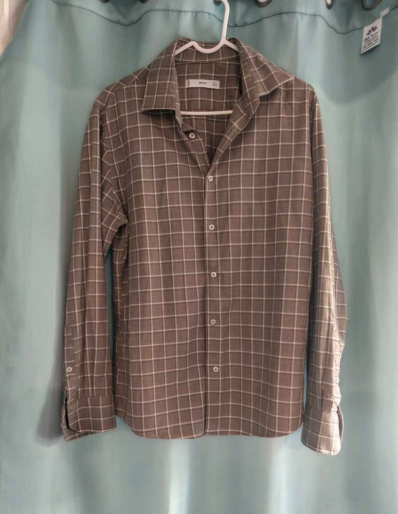 Mango Men's Checkered Long Sleeve Shirt