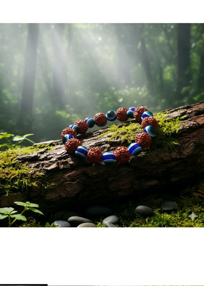 Rudraksha &amp; Evil Eye Beaded Bracelet