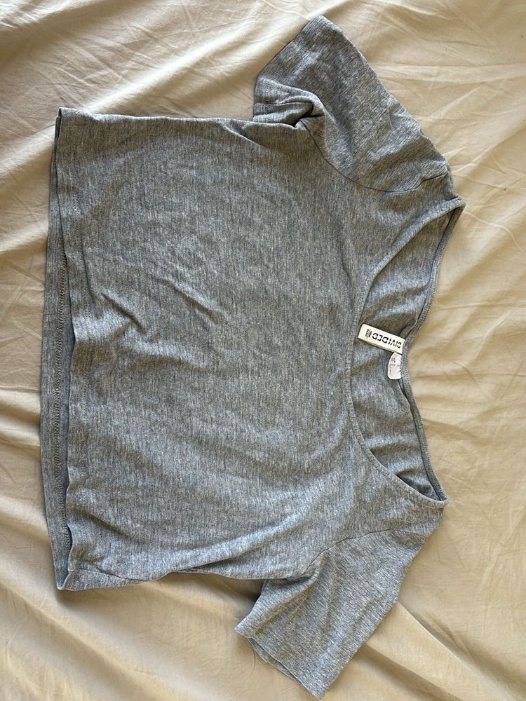 Grey Cropped T-Shirt