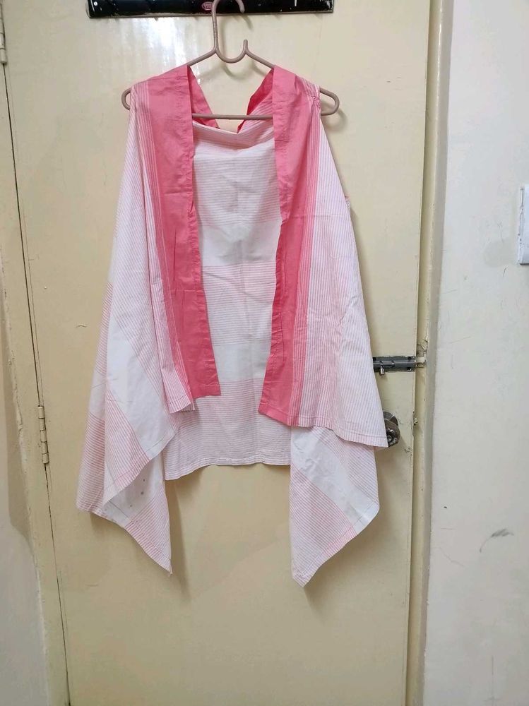 Beautiful Shrug Free Size Pink N White Colour