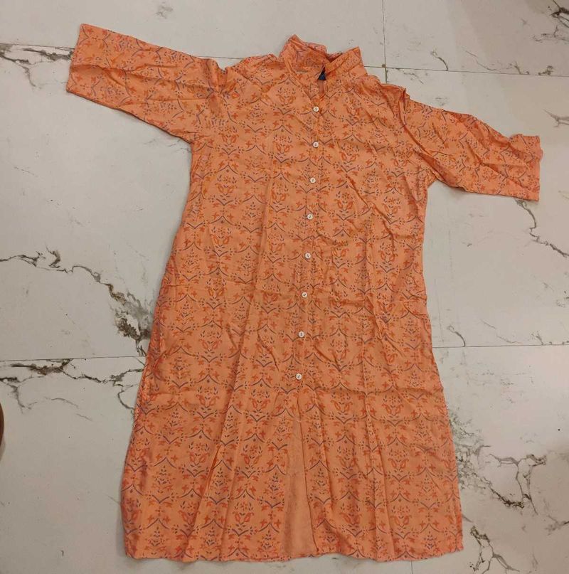 Peach Printed Kurta