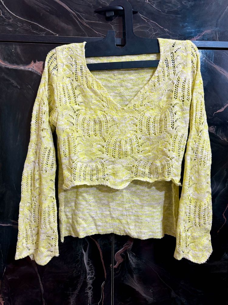 Yellow Cropped cute top