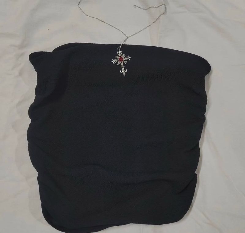 Black Ruched tube top