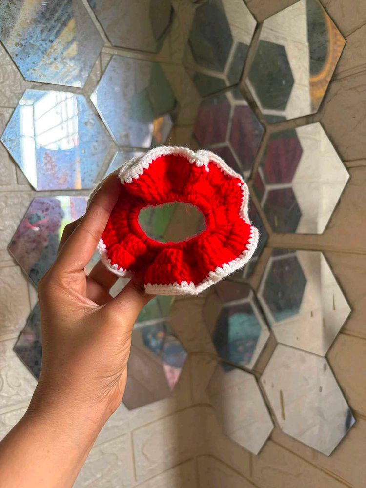 Handmade Red Crochet Scrunchie