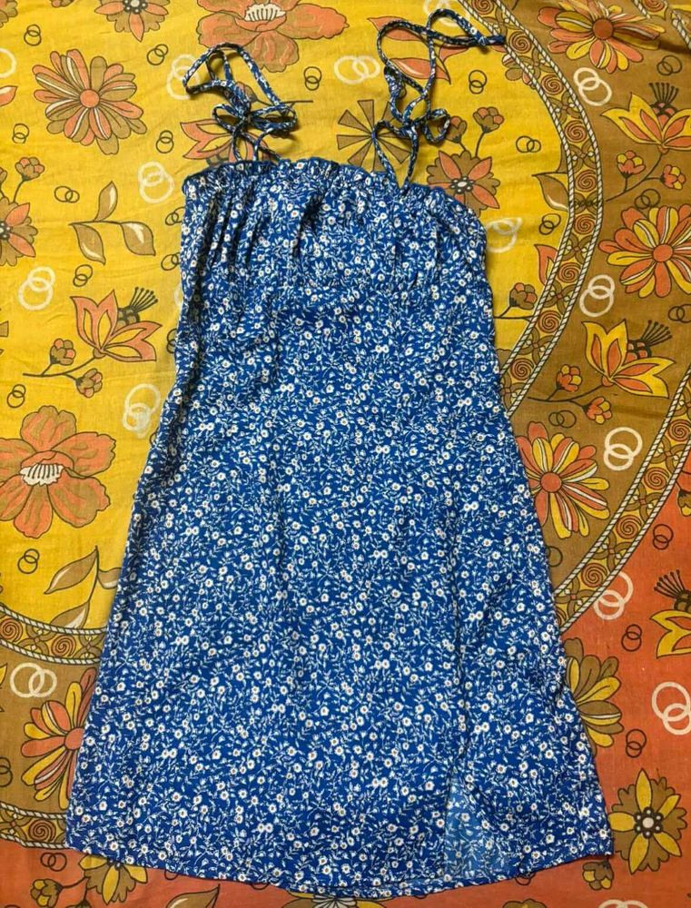 Blue Floral Mini Dress