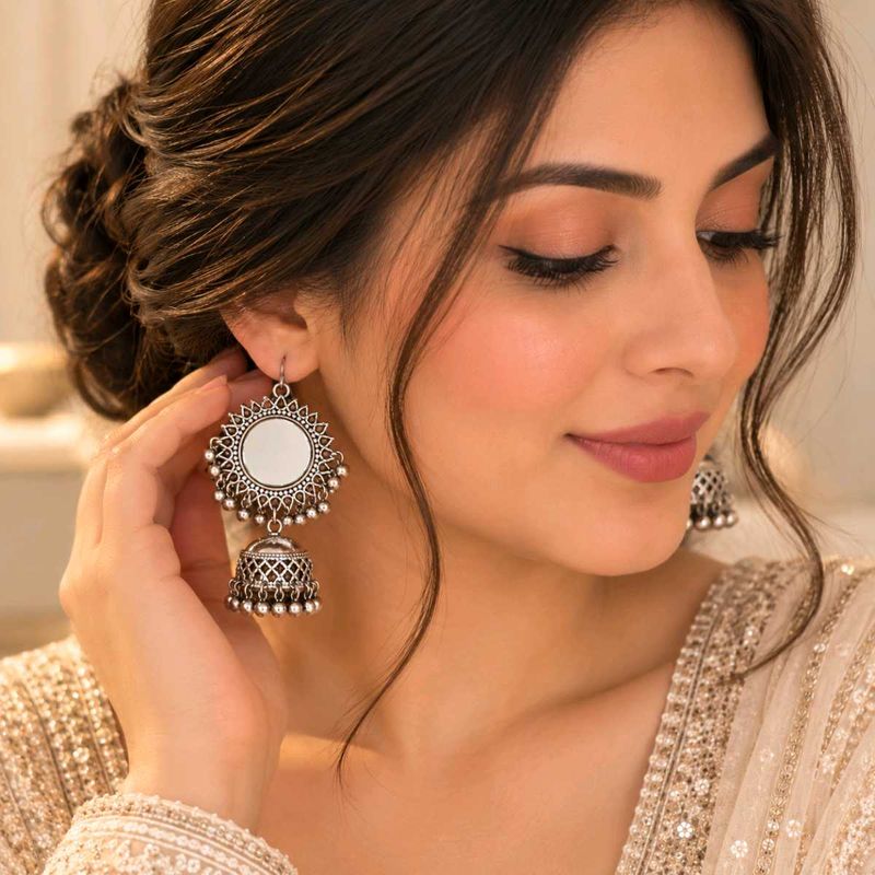 Elegant Mirror Jhumka Earrings