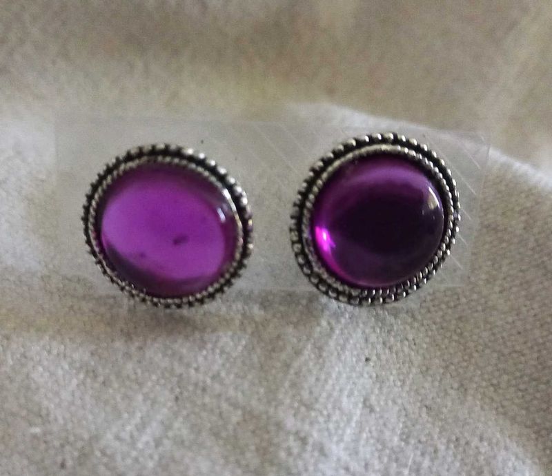 Purple Gemstone Stud Earrings