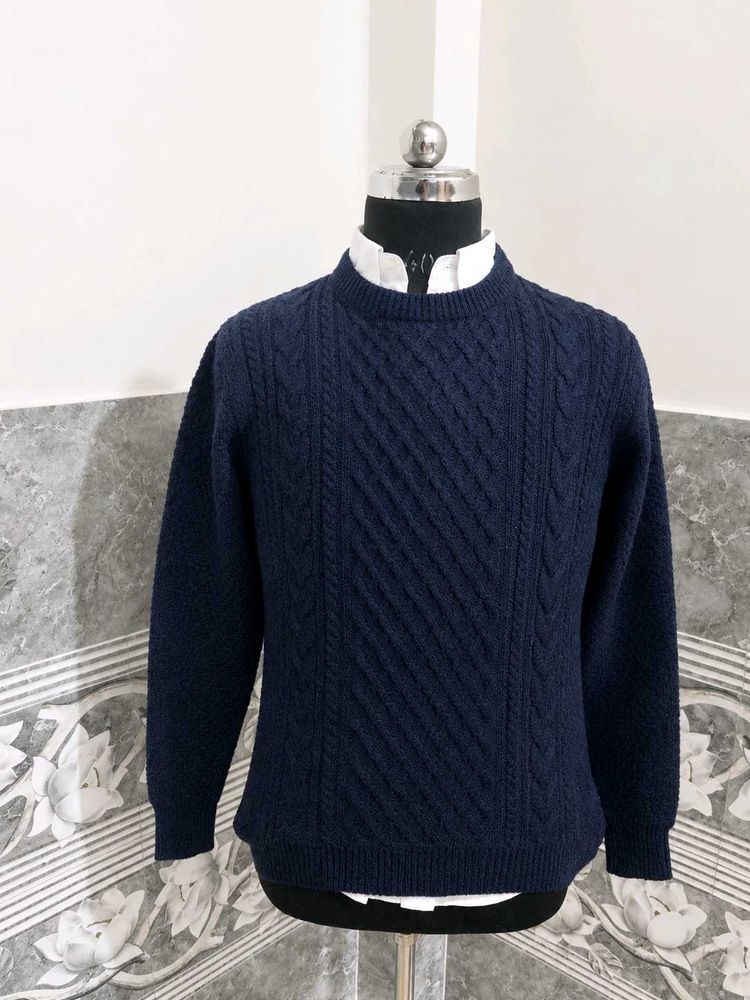 Men's Navy Cable Knit Sweater