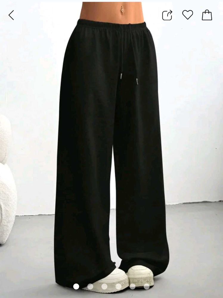 SAVANA Black Wide Leg Sweatpants