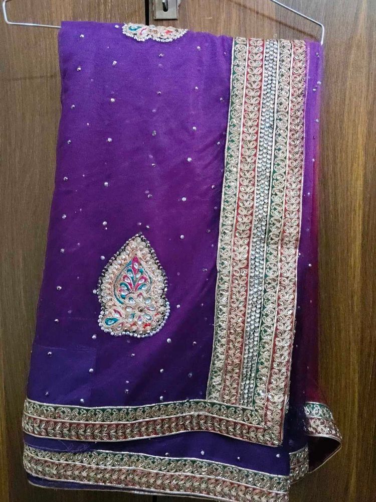 Exquisite Purple Embroidered Saree
