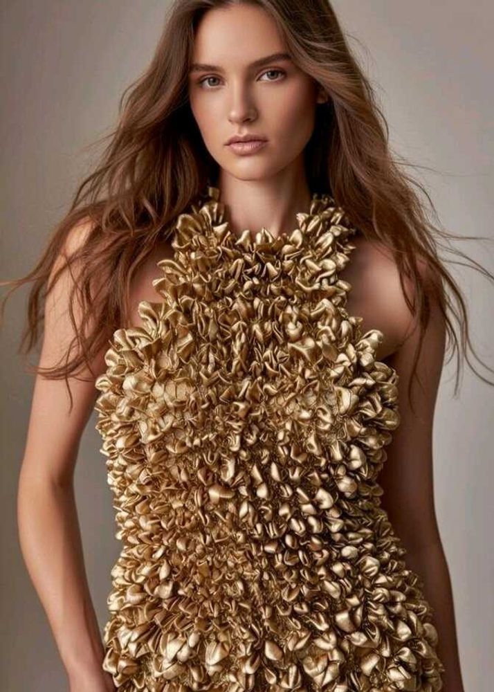 Unique Gold Ruffle Halter Top