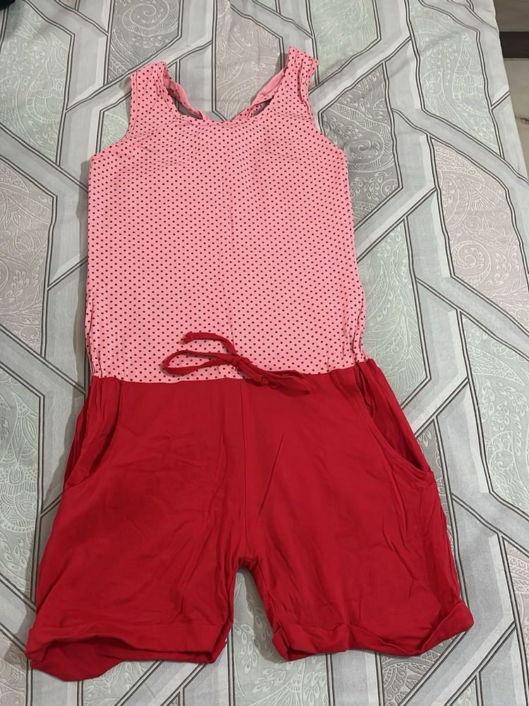 Cute Pink &amp; Red Romper