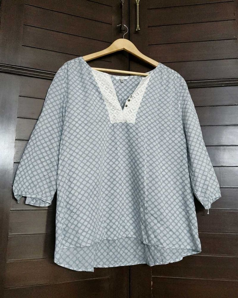 JODIFL Printed Kurta with Lace Detail