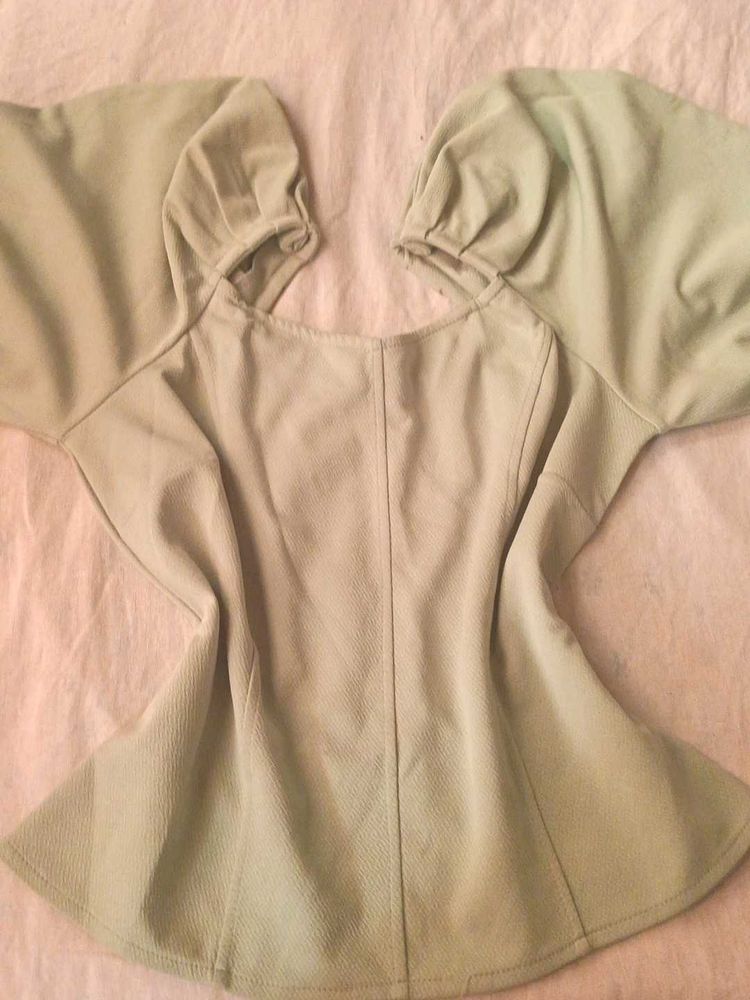 Light Green Puff Sleeve Top