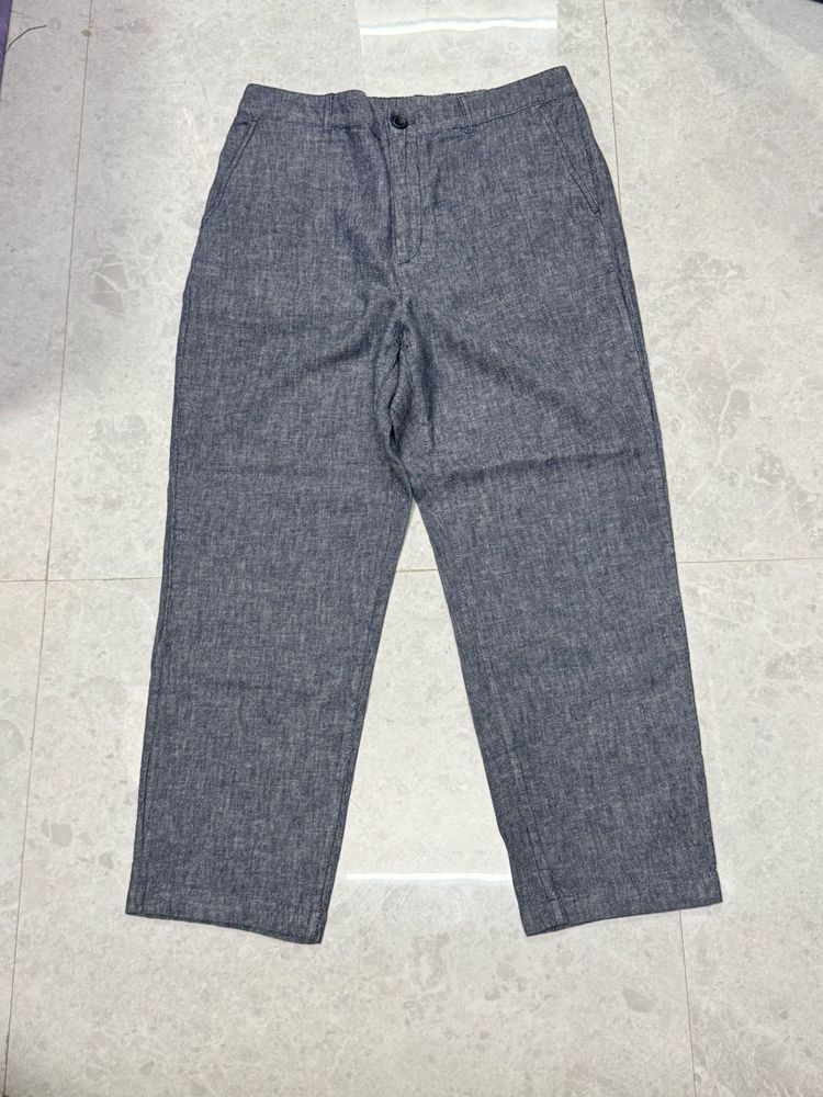 Uniqlo Casual Grey Linen Blend Trousers