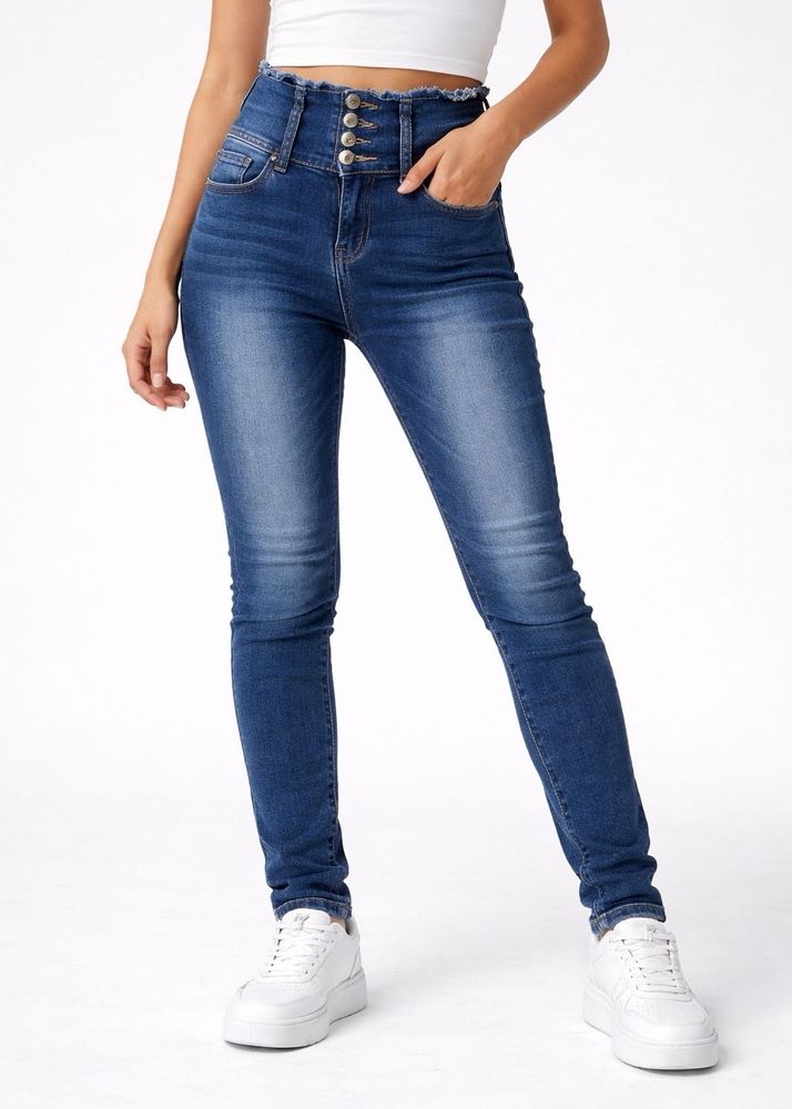 High Waisted Skinny Blue Jeans