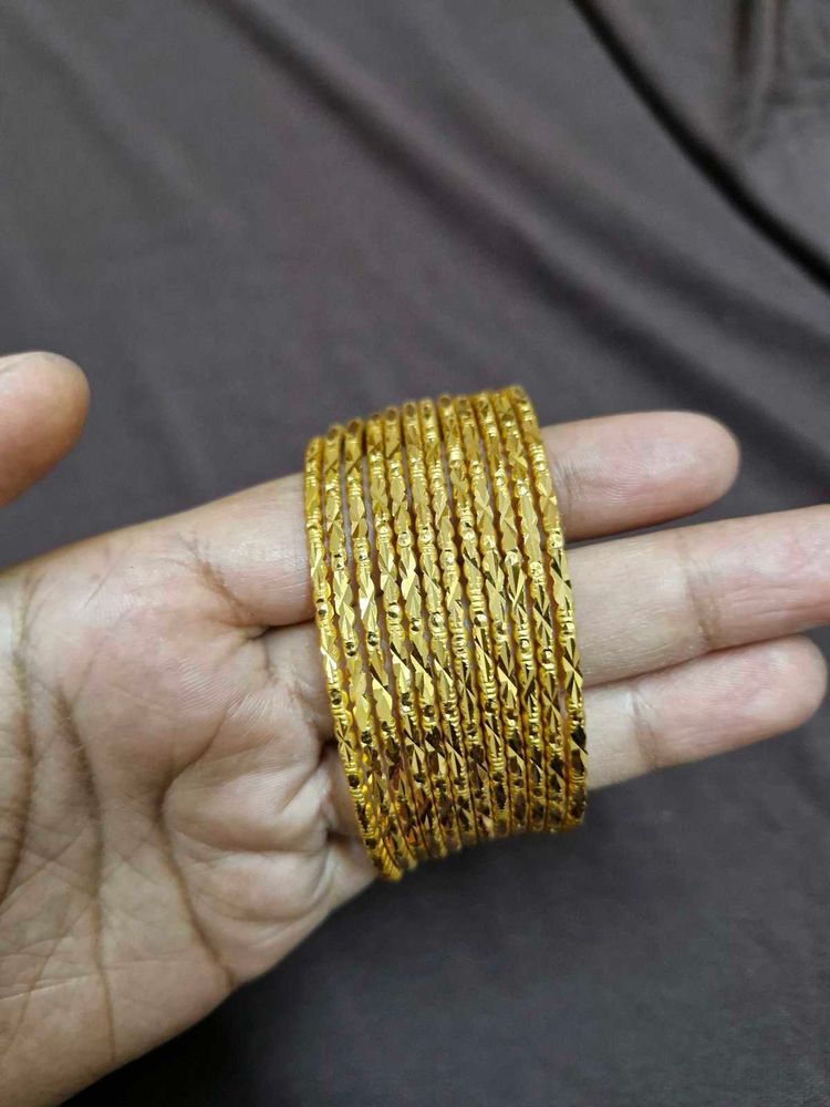 Elegant Gold-Tone Bangles Set(12) - new item
