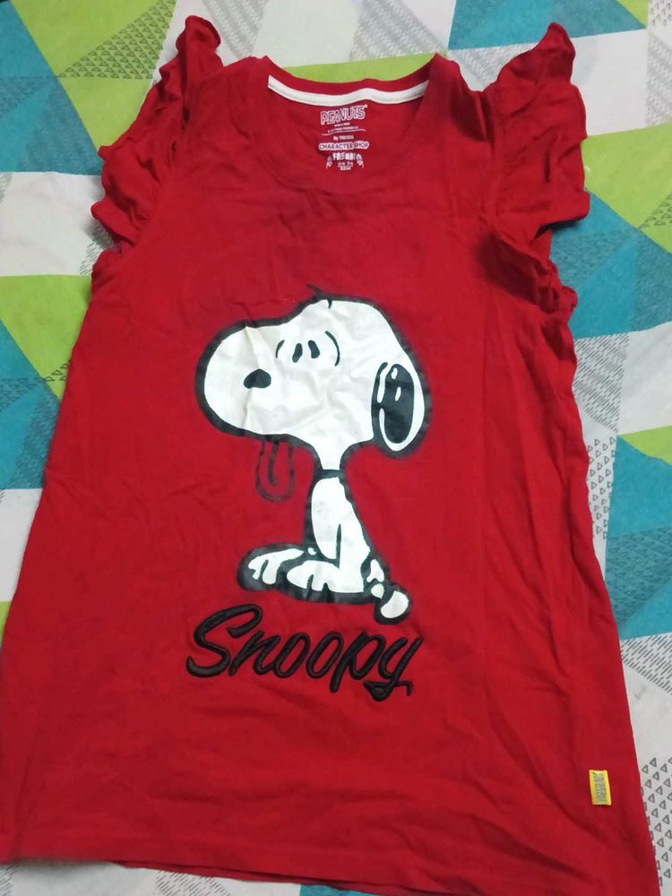 Red Snoopy Graphic T-Shirt