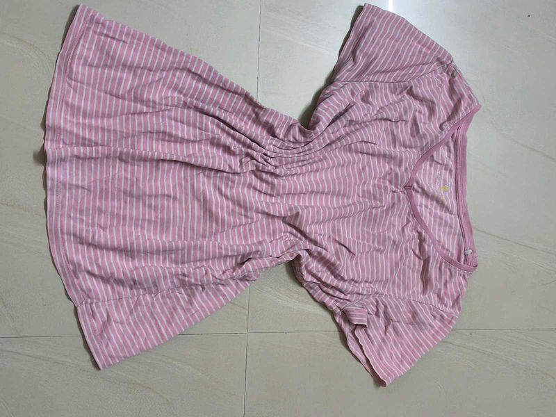 Cute Pink Striped Tunic Top