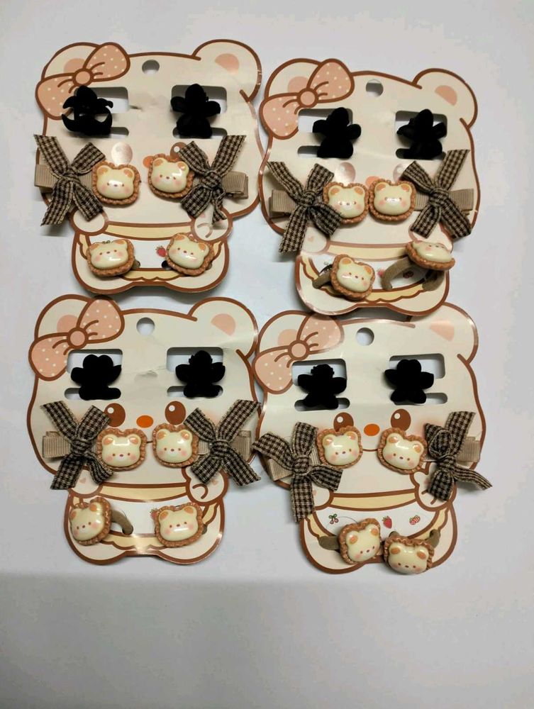 Cute Bear Hair Clips Set (per card)