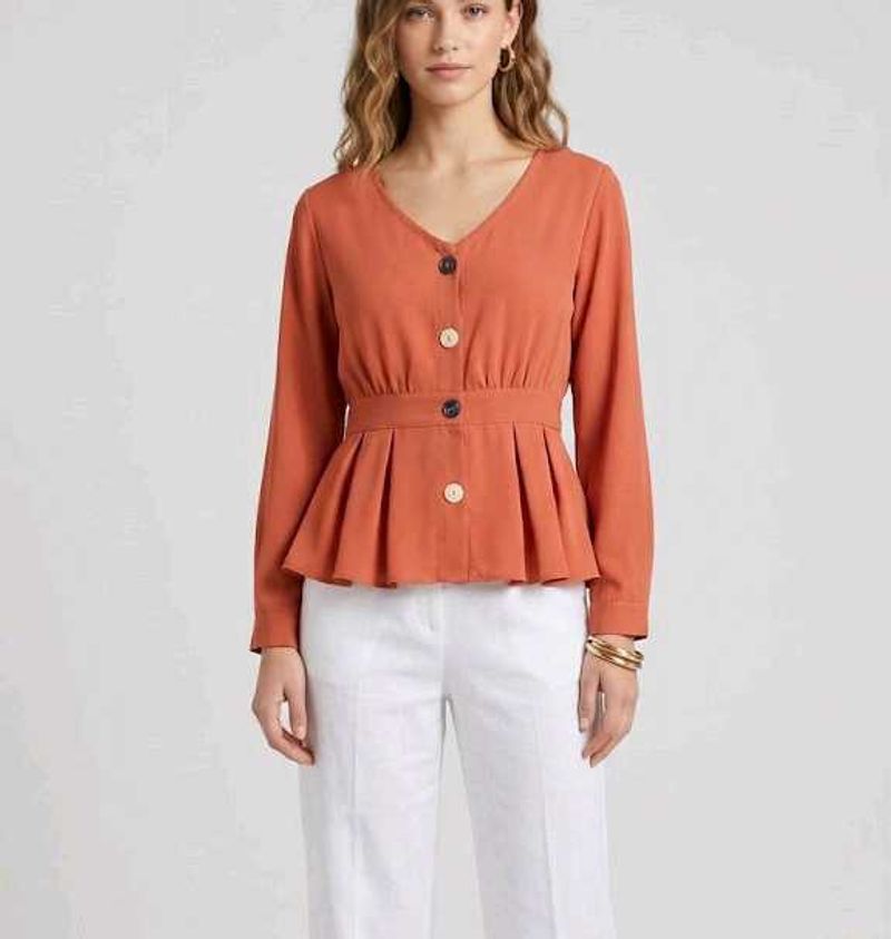 Chic Peplum Button-Up Top