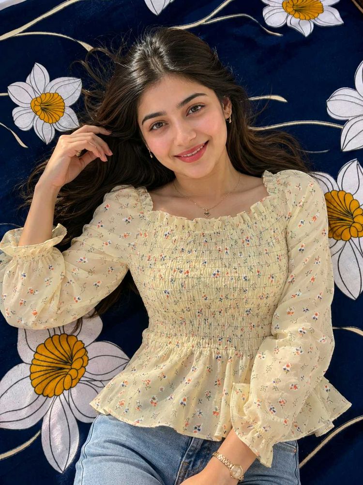 Chic Floral Smocked Peplum Top