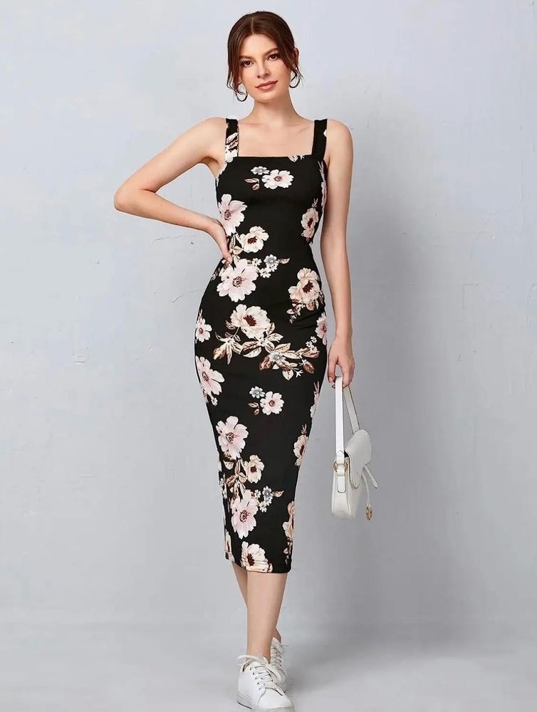 Chic Floral Print Bodycon Dress