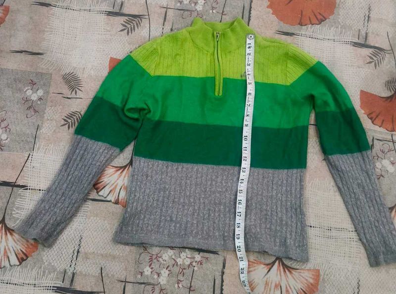 Color Block Zip-Up Sweater